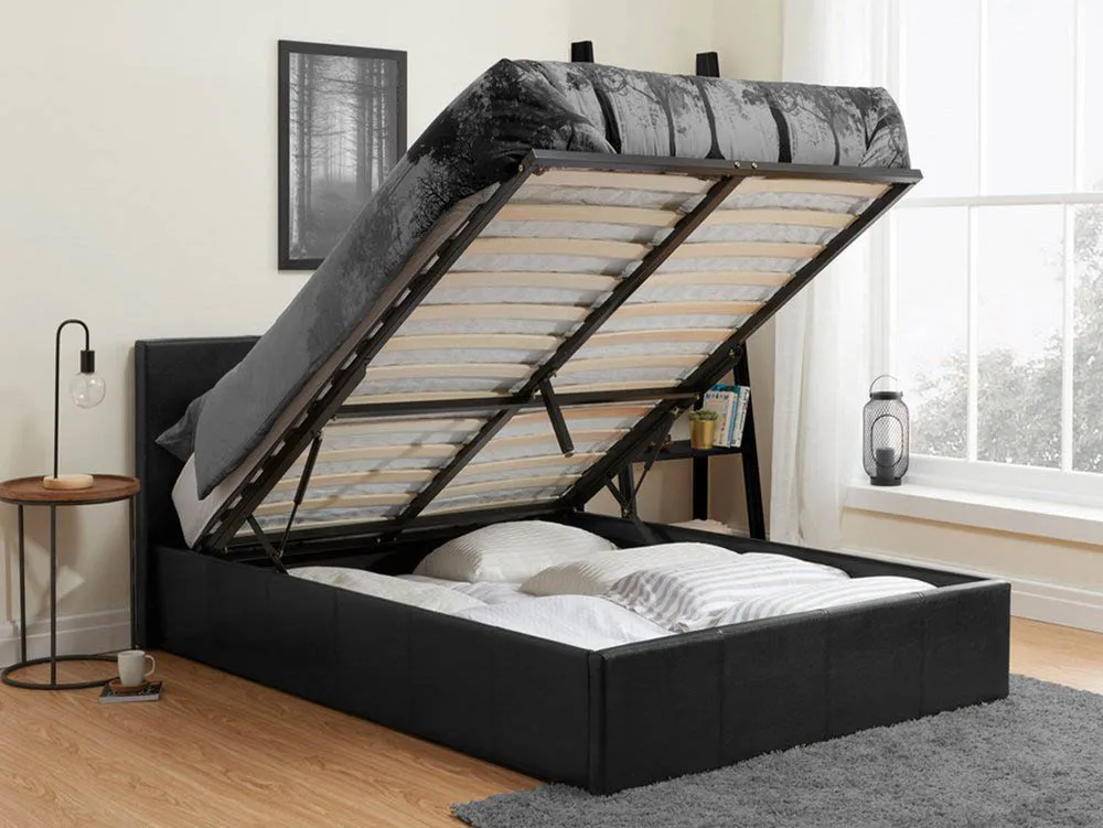 Birlea Birlea Berlin Black Faux Leather Ottoman Bed Frame