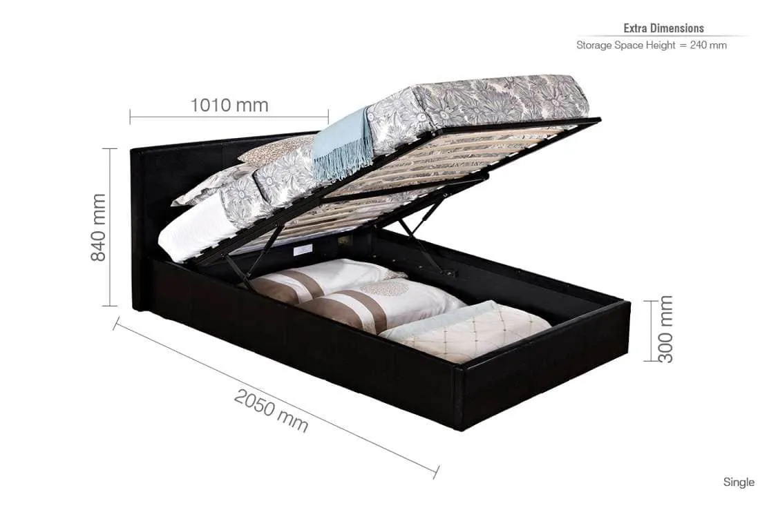 Birlea Birlea Berlin Black Faux Leather Ottoman Bed Frame
