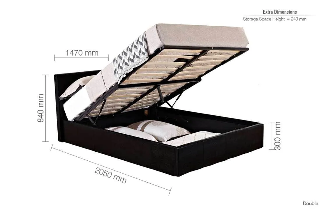 Birlea Birlea Berlin Black Faux Leather Ottoman Bed Frame