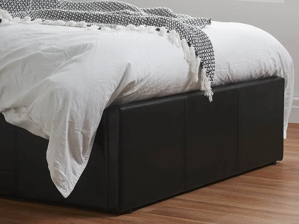 Birlea Furniture & Beds Birlea Berlin 3ft Single Black Faux Leather Ottoman Bed Frame