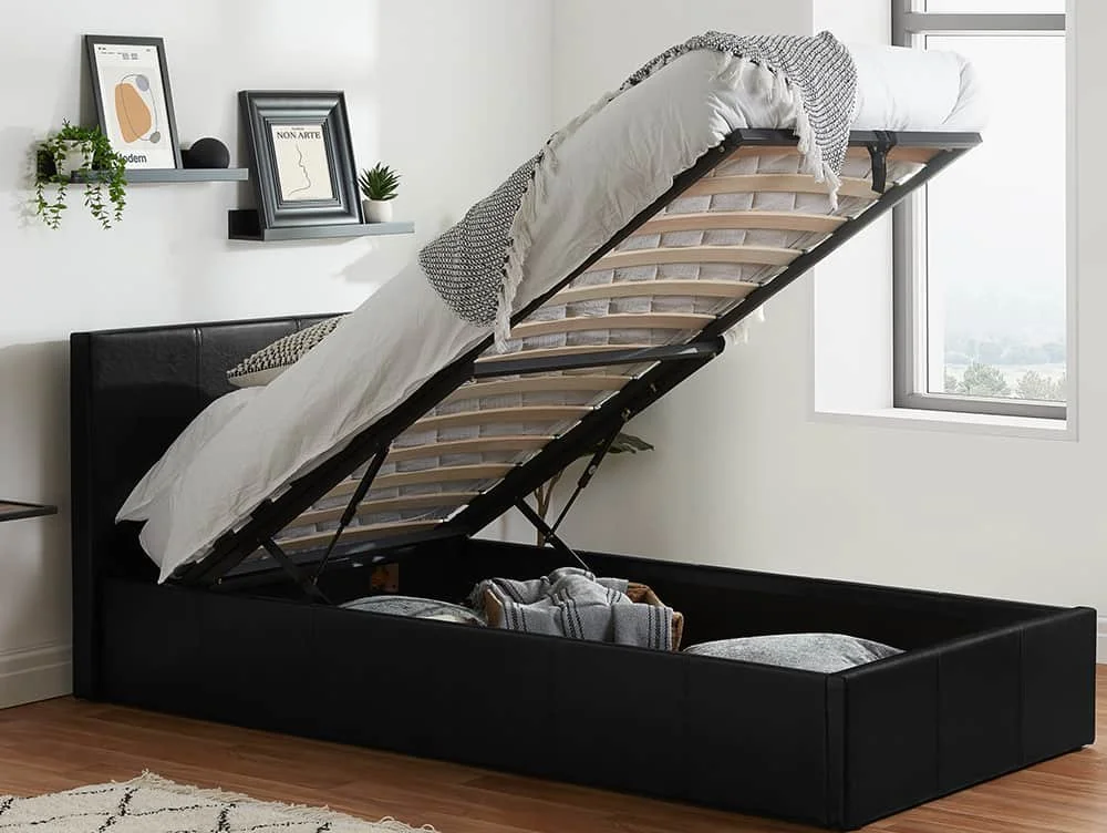 Birlea Birlea Berlin Black Faux Leather Ottoman Bed Frame