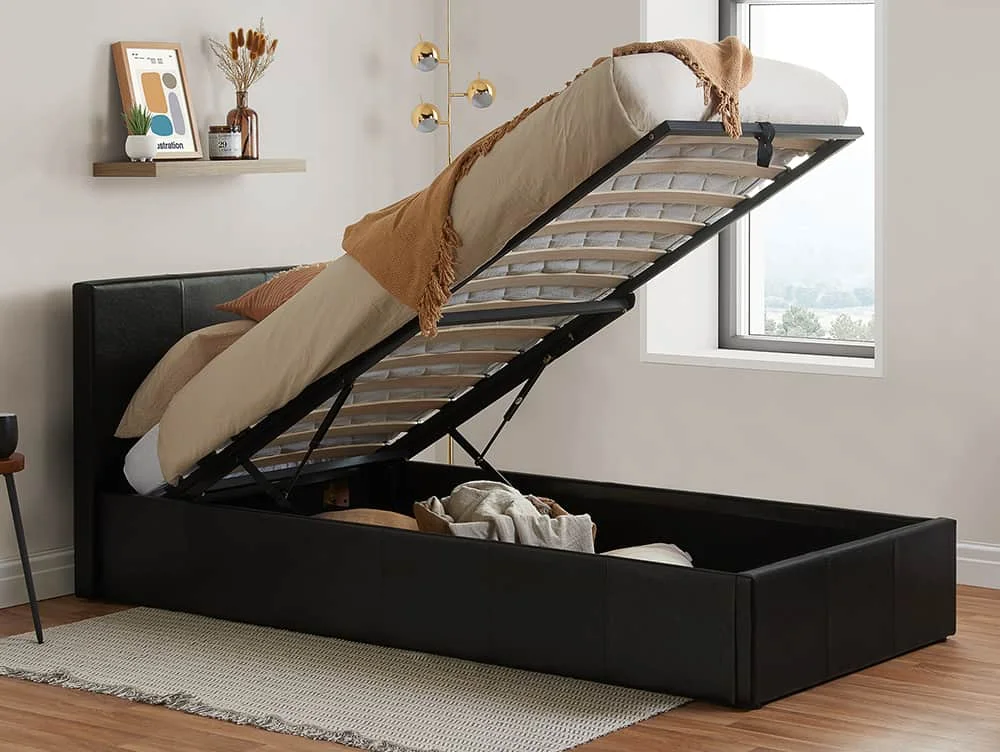 Birlea Furniture & Beds Birlea Berlin 3ft Single Brown Faux Leather Ottoman Bed Frame