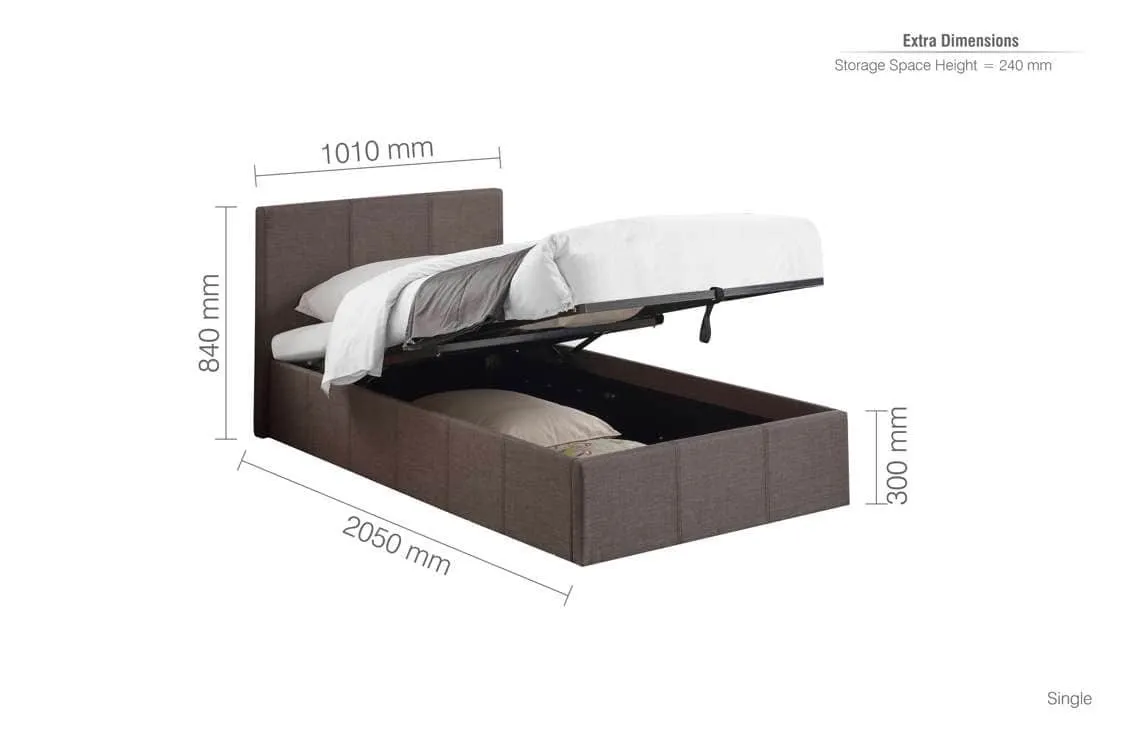 Birlea Birlea Berlin Grey Fabric Ottoman Bed Frame