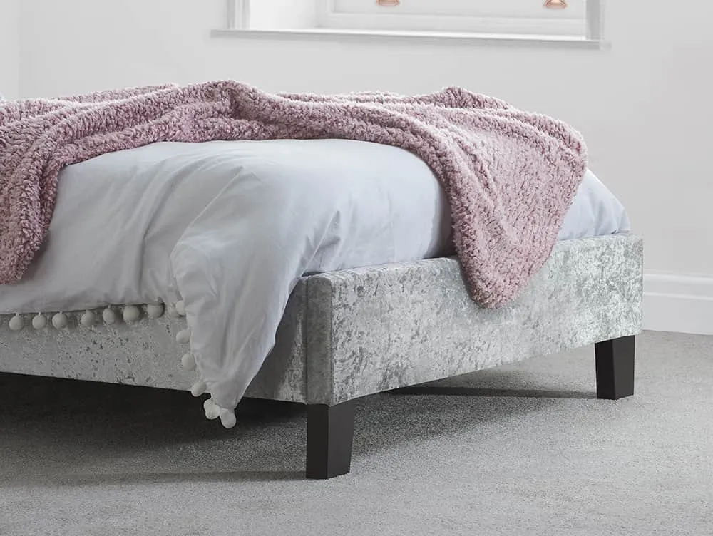 Birlea Furniture & Beds Birlea Berlin 3ft Single Steel Crushed Velvet Glitz Fabric Bed Frame