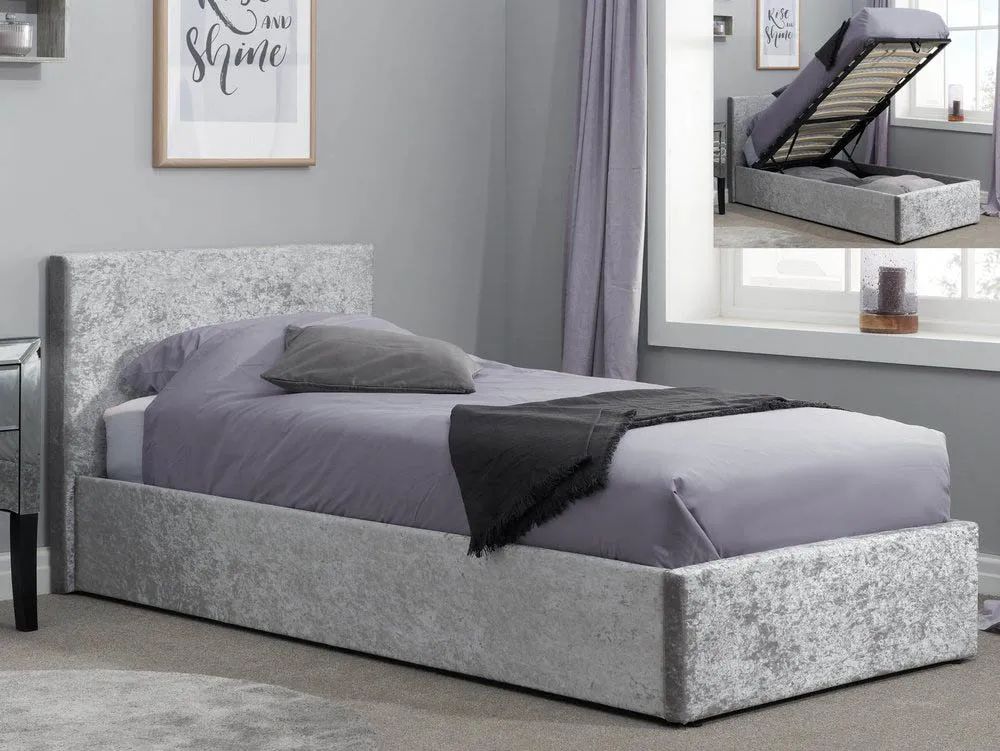 Birlea Birlea Berlin Steel Crushed Velvet Glitz Fabric Ottoman Bed Frame