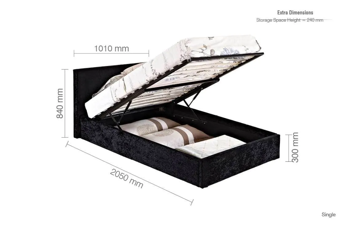 Birlea Birlea Berlin Steel Crushed Velvet Glitz Fabric Ottoman Bed Frame