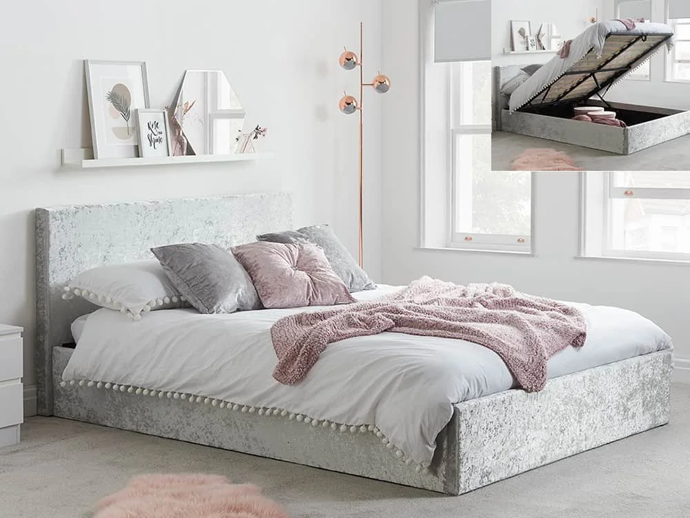 Birlea Birlea Berlin Steel Crushed Velvet Glitz Fabric Ottoman Bed Frame