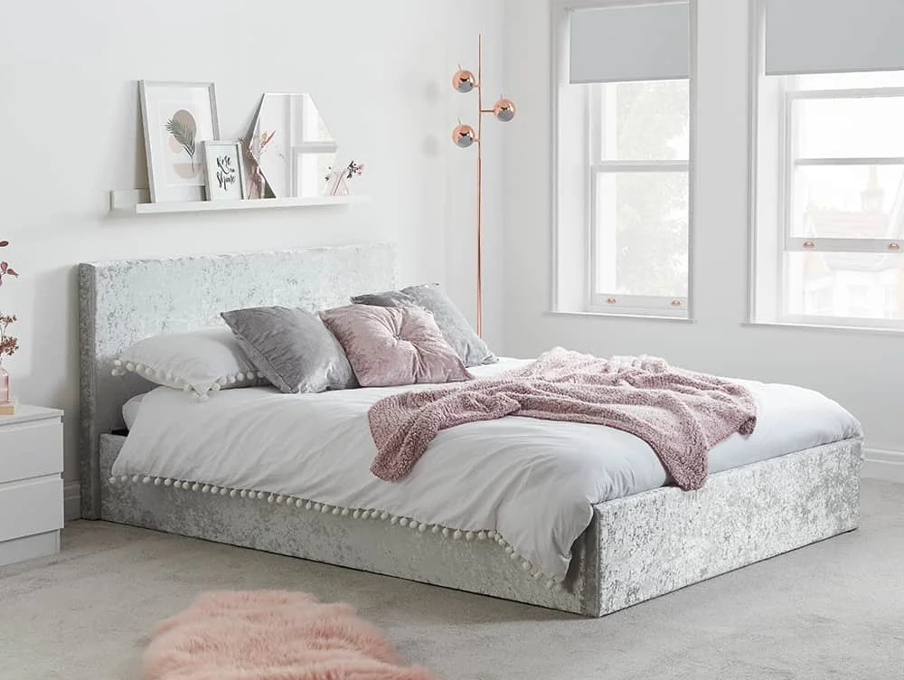 Birlea Birlea Berlin Steel Crushed Velvet Glitz Fabric Ottoman Bed Frame