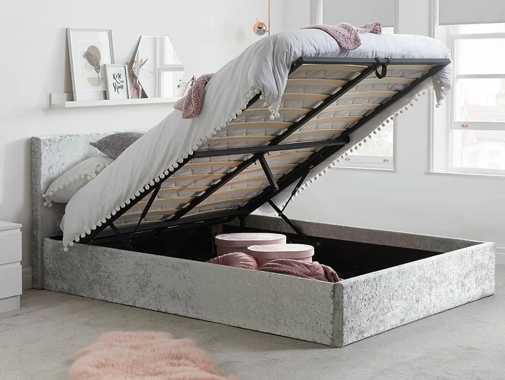 Birlea Birlea Berlin Steel Crushed Velvet Glitz Fabric Ottoman Bed Frame