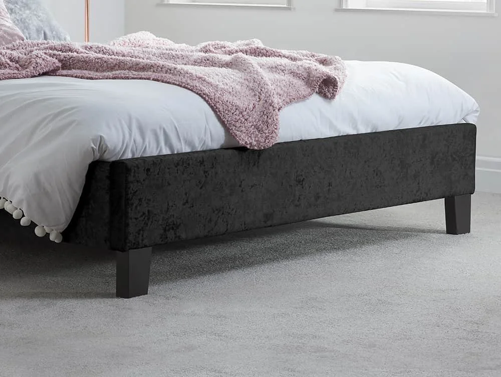 Birlea Furniture & Beds Birlea Berlin 4ft Small Double Black Crushed Velvet Glitz Fabric Bed Frame