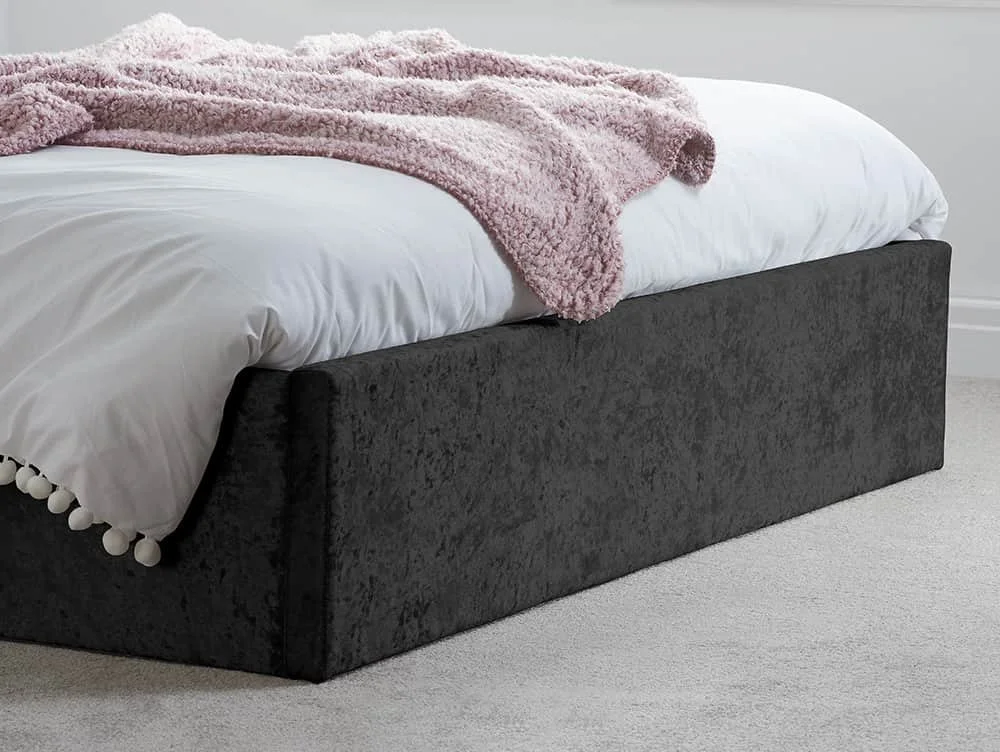 Birlea Furniture & Beds Birlea Berlin 4ft Small Double Black Crushed Velvet Glitz Fabric Ottoman Bed Frame