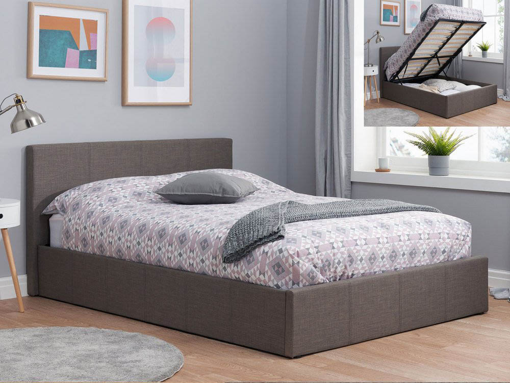 Birlea Birlea Berlin 4ft Small Double Grey Upholstered Fabric Ottoman Bed Frame