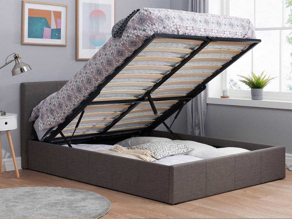 Birlea Birlea Berlin 4ft Small Double Grey Upholstered Fabric Ottoman Bed Frame