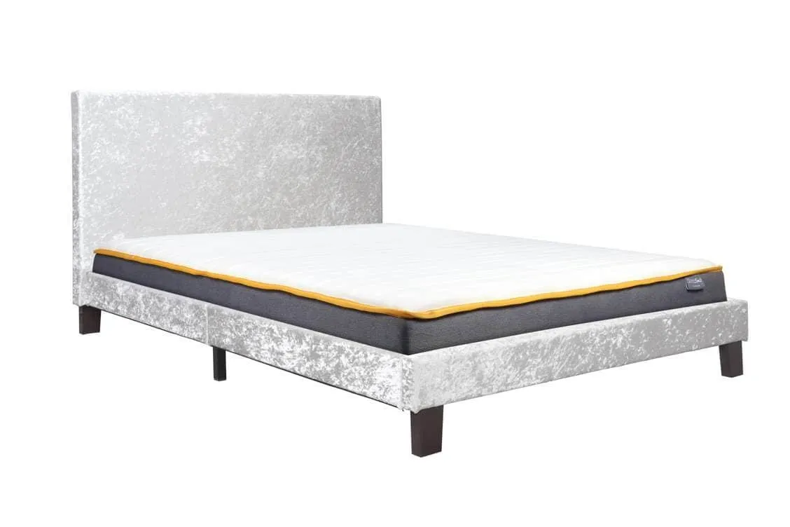 Birlea Furniture & Beds Birlea Berlin 4ft Small Double Steel Crushed Velvet Glitz Fabric Bed Frame