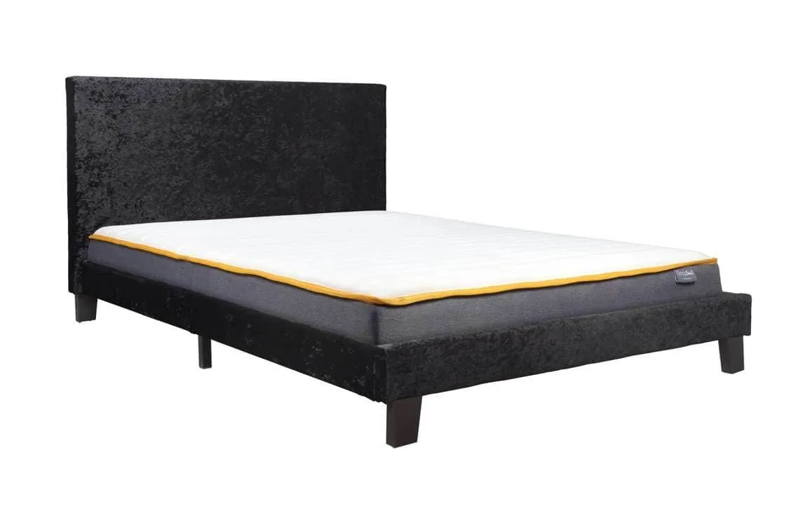 Birlea Furniture & Beds Birlea Berlin 4ft6 Double Black Crushed Velvet Glitz Fabric Bed Frame