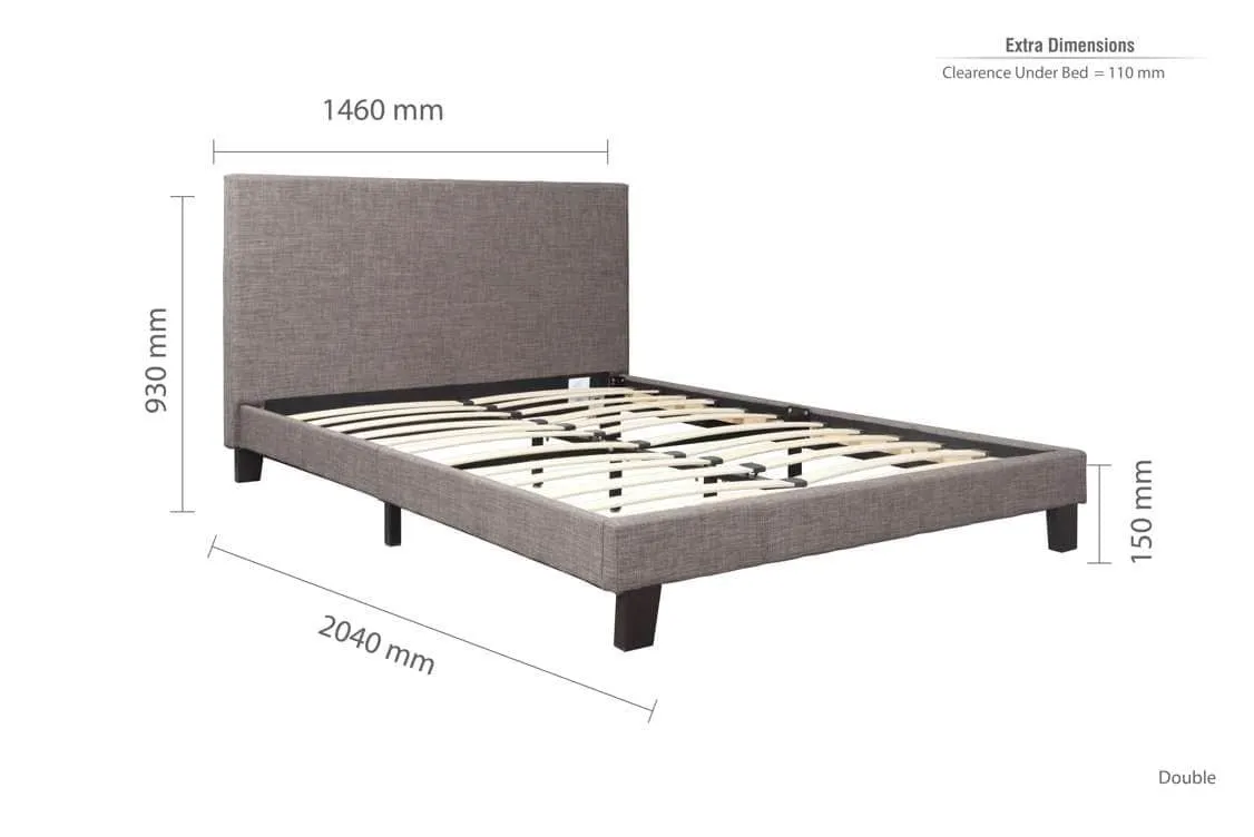 Birlea Furniture & Beds Birlea Berlin 4ft6 Double Grey Fabric Bed Frame