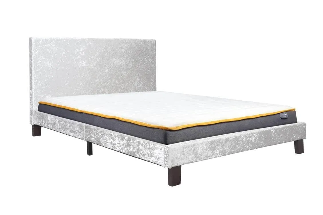Birlea Furniture & Beds Birlea Berlin 4ft6 Double Steel Crushed Velvet Glitz Fabric Bed Frame