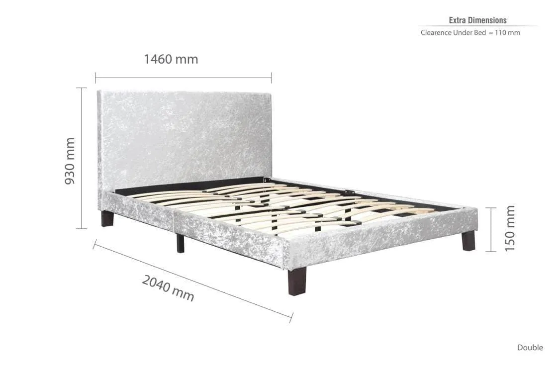 Birlea Furniture & Beds Birlea Berlin 4ft6 Double Steel Crushed Velvet Glitz Fabric Bed Frame