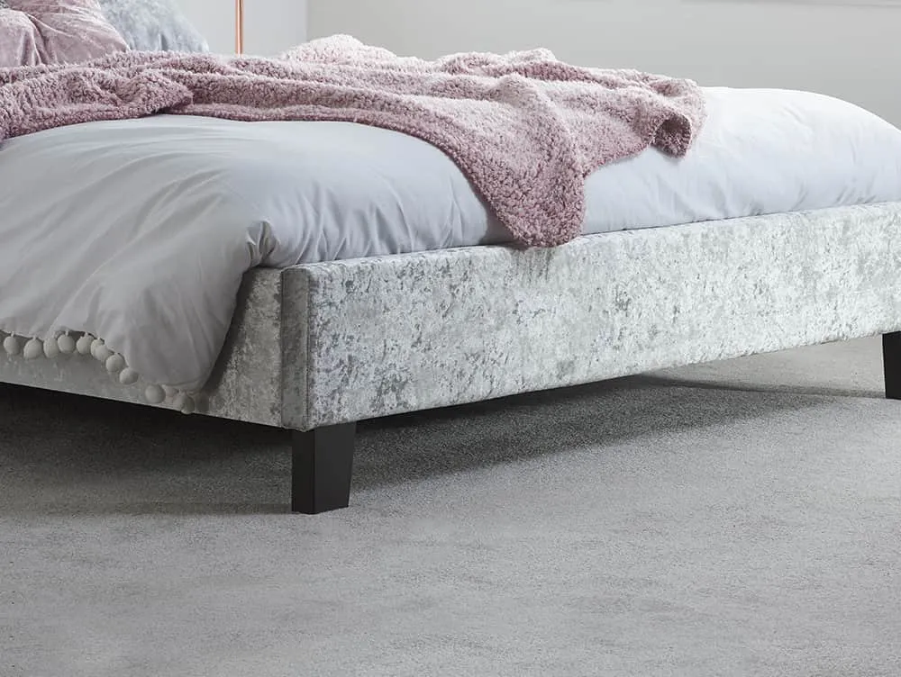 Birlea Furniture & Beds Birlea Berlin 4ft6 Double Steel Crushed Velvet Glitz Fabric Bed Frame