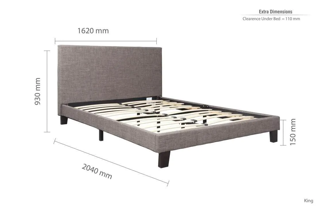 Birlea Furniture & Beds Birlea Berlin 5ft King Size Grey Fabric Bed Frame