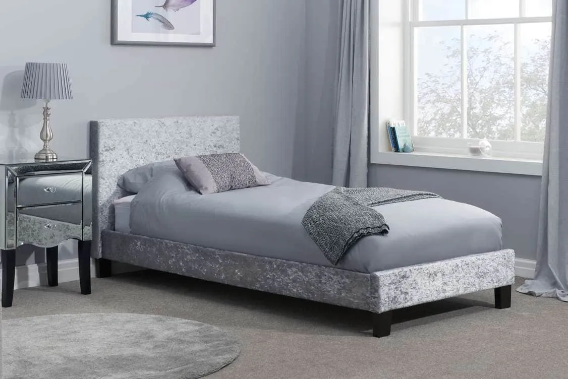 Birlea Furniture & Beds Birlea Berlin 5ft King Size Steel Crushed Velvet Glitz Fabric Bed Frame