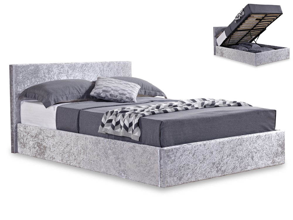 Birlea Birlea Berlin 5ft King Size Steel Crushed Velvet Glitz Upholstered Fabric Ottoman Bed Frame
