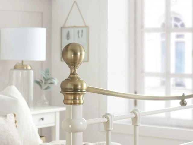Birlea Birlea Bronte Cream and Antique Brass Metal Bed Frame