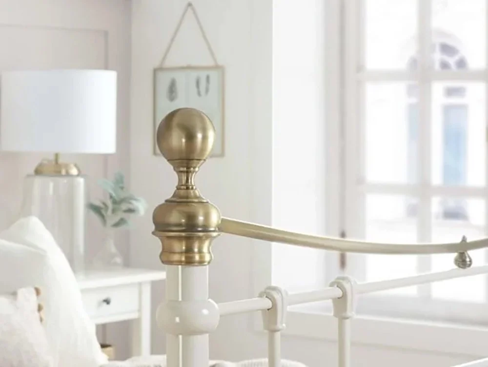 Birlea Birlea Bronte Cream and Antique Brass Metal Bed Frame