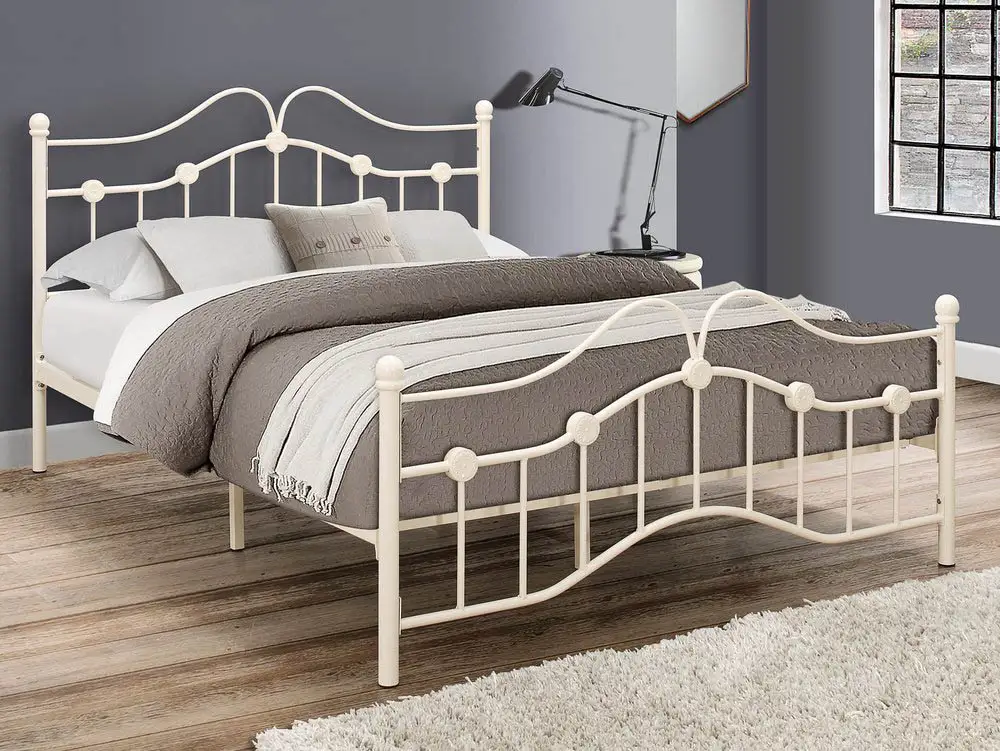 Birlea Furniture & Beds Birlea Canterbury 4ft6 Double Cream Metal Bed Frame