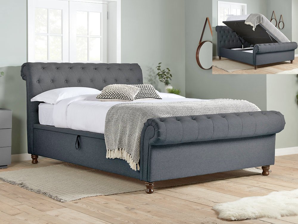 Birlea Birlea Castello 4ft6 Double Charcoal Upholstered Fabric Ottoman Bed Frame