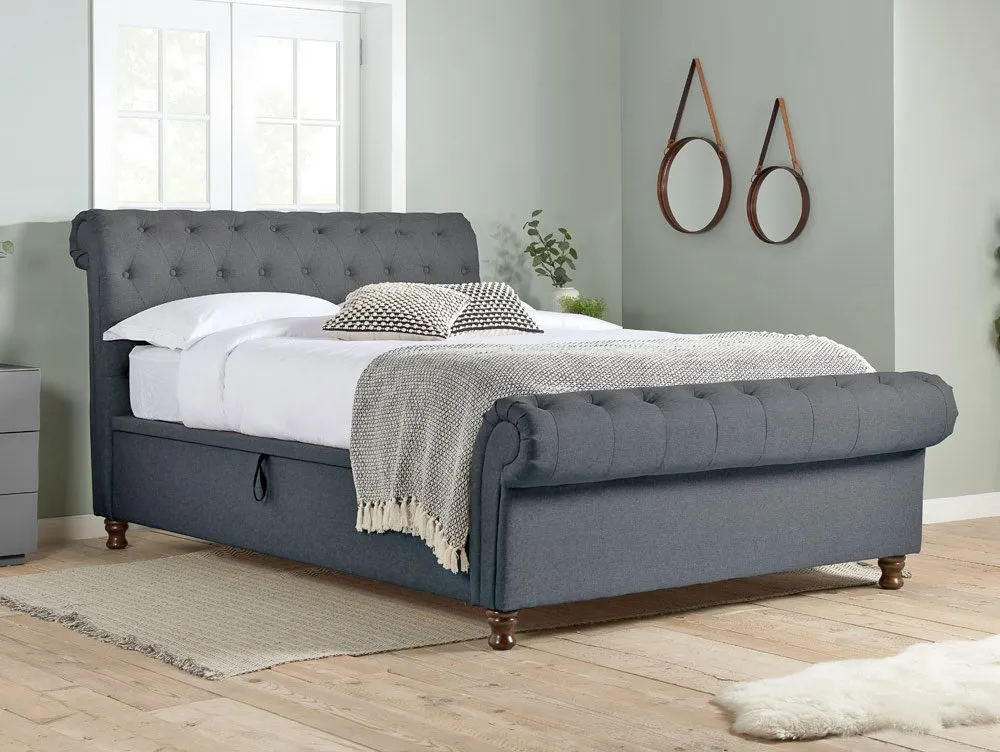 Birlea Furniture & Beds Birlea Castello 4ft6 Double Charcoal Fabric Ottoman Bed Frame