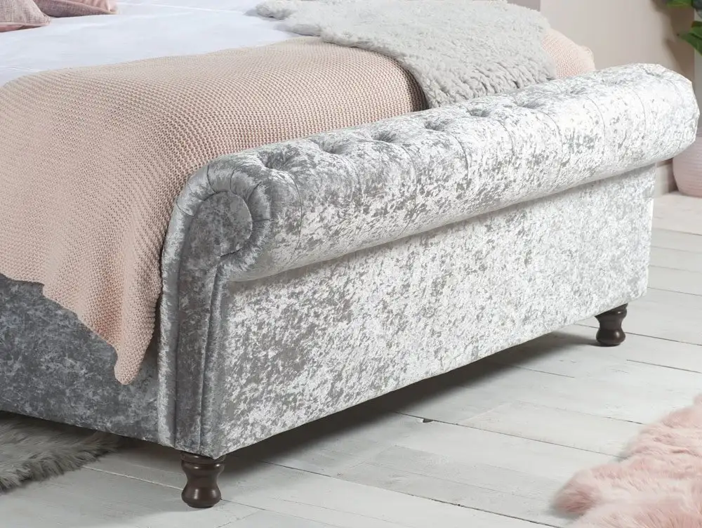 Birlea Furniture & Beds Birlea Castello 4ft6 Double Steel Crushed Velvet Fabric Bed Frame