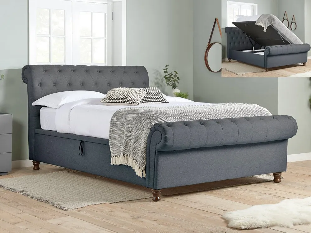 Birlea Furniture & Beds Birlea Castello 5ft King Size Charcoal Fabric Ottoman Bed Frame