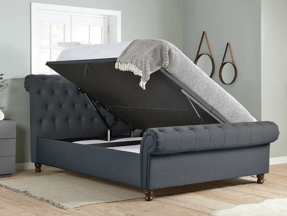 Birlea Furniture & Beds Birlea Castello 5ft King Size Charcoal Fabric Ottoman Bed Frame