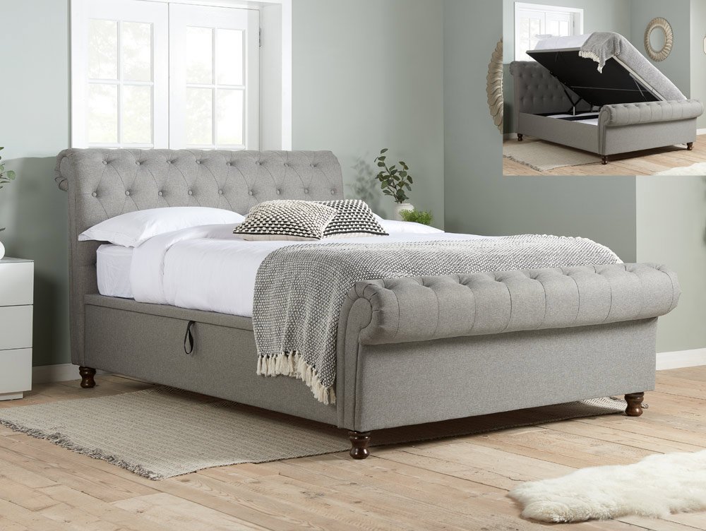 Birlea Birlea Castello 5ft King Size Grey Upholstered Fabric Ottoman Bed Frame