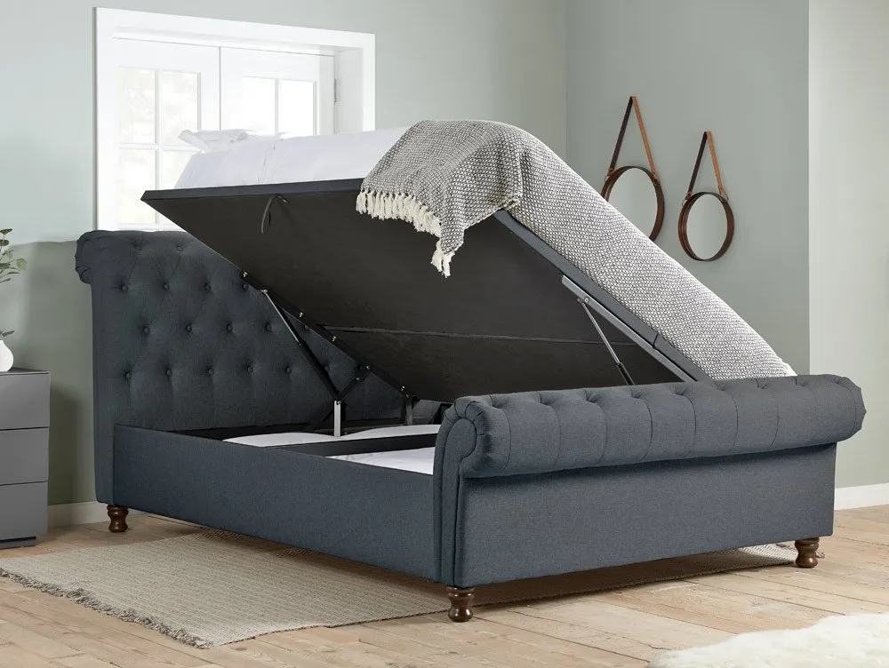 Birlea Furniture & Beds Birlea Castello 6ft Super King Size Charcoal Fabric Ottoman Bed Frame