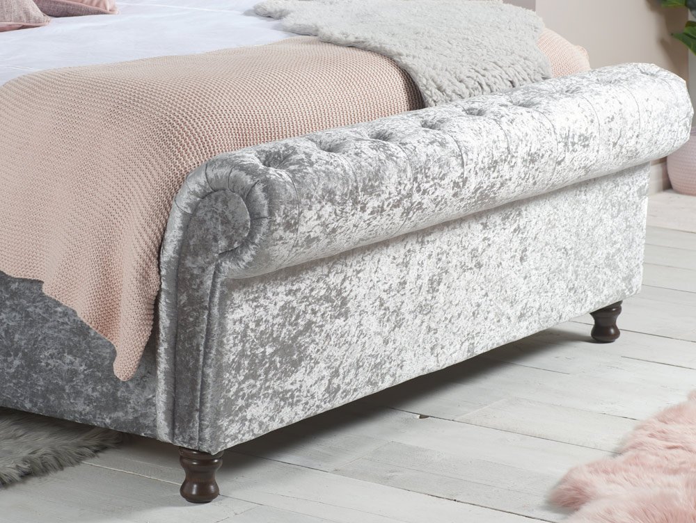 Birlea Birlea Castello 6ft Super King Size Steel Crushed Velvet Upholstered Fabric Bed Frame