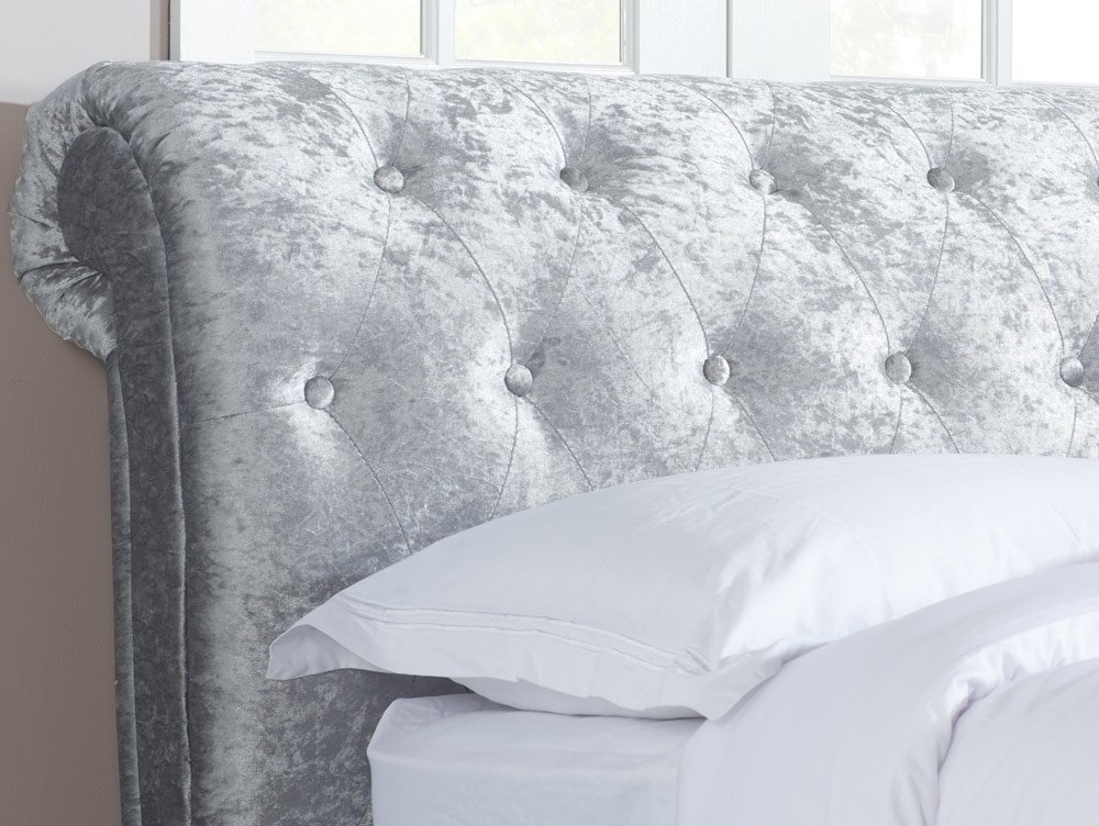 Birlea Birlea Castello 6ft Super King Size Steel Crushed Velvet Upholstered Fabric Bed Frame