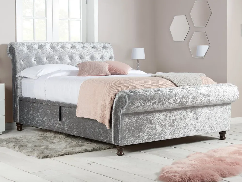 Birlea Furniture & Beds Birlea Castello 6ft Super King Size Steel Crushed Velvet Fabric Ottoman Bed Frame