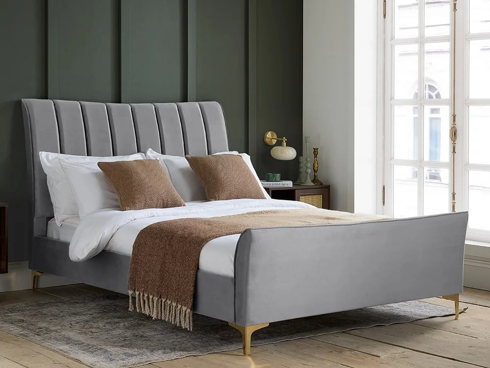 Birlea Birlea Clover Grey Velvet Fabric Bed Frame