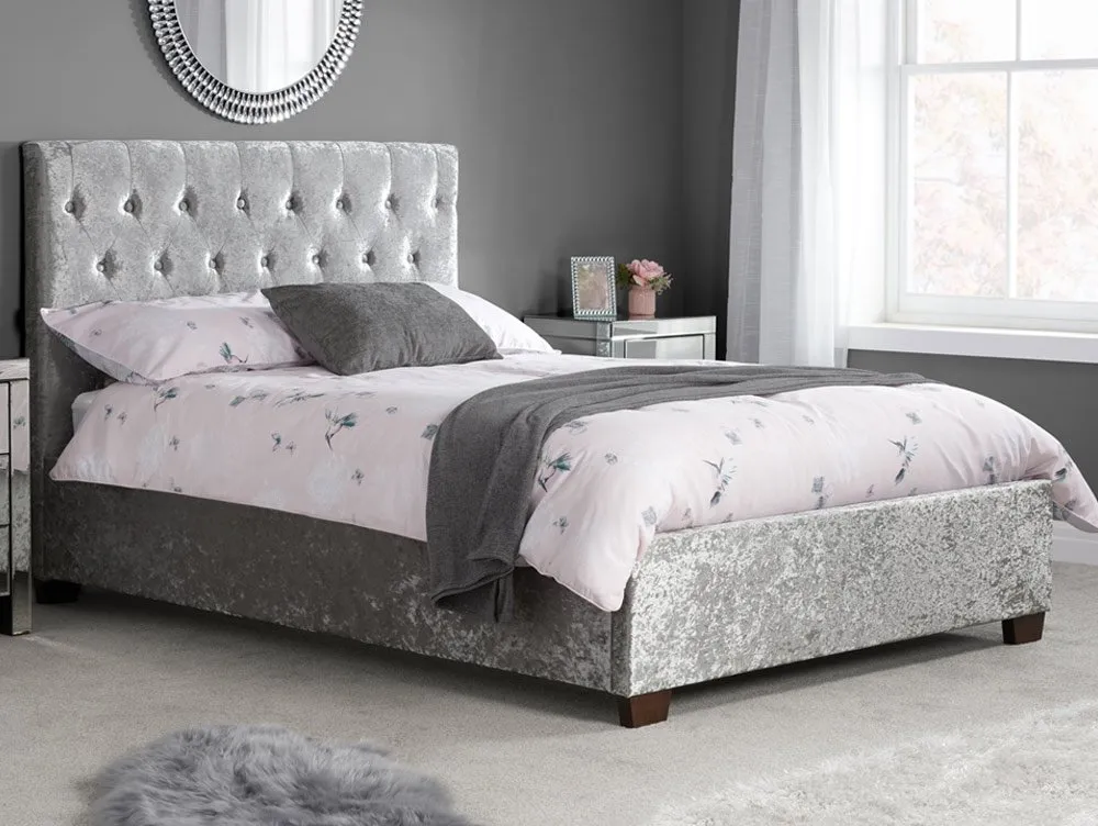 Birlea Furniture & Beds Birlea Cologne 4ft6 Double Steel Crushed Velvet Glitz Fabric Bed Frame