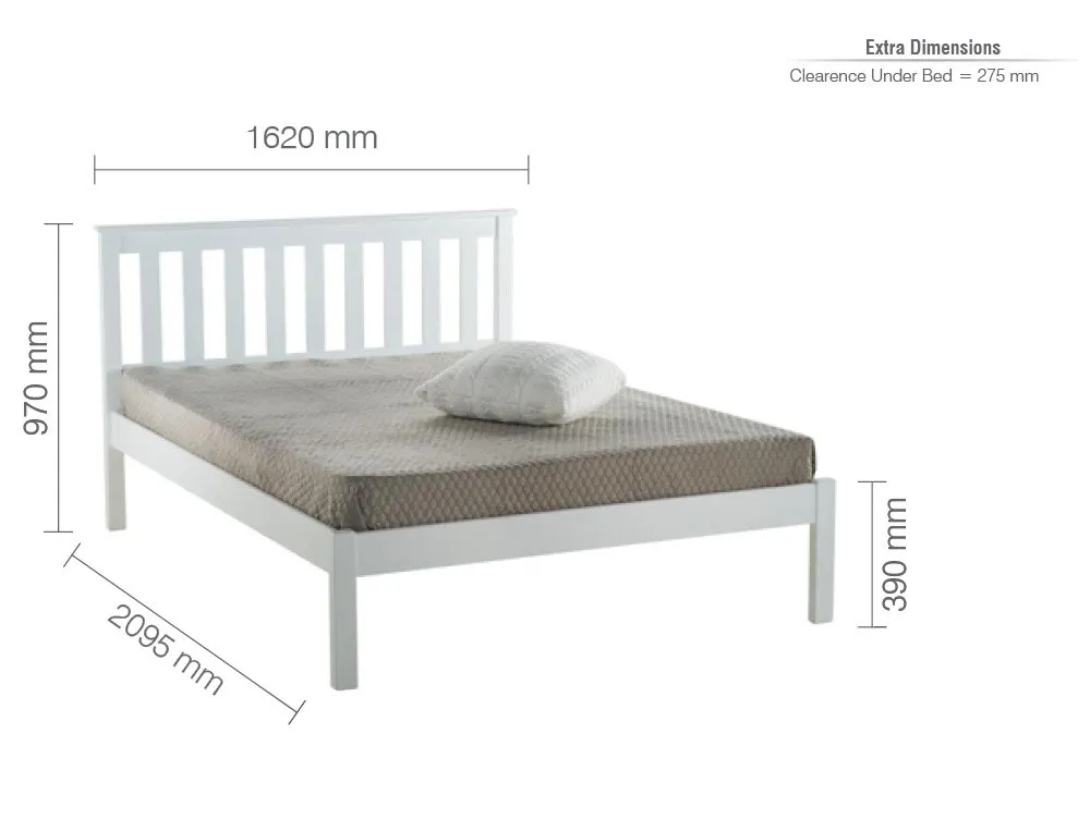 Birlea Furniture & Beds Birlea Denver 5ft King Size White Wooden Bed Frame