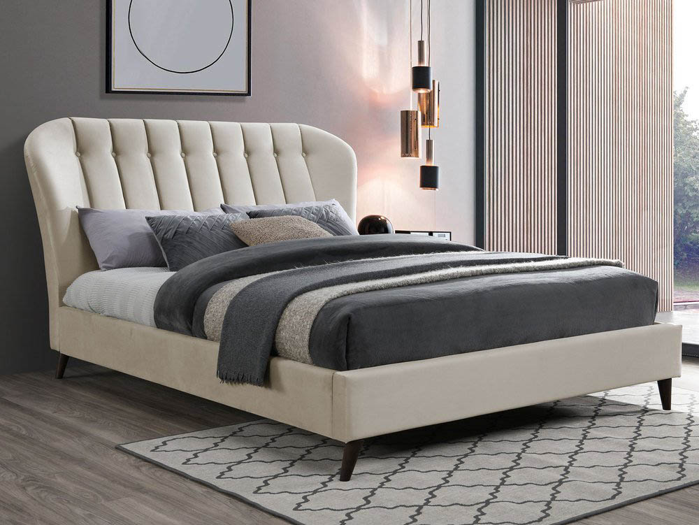 Birlea Birlea Elm 5ft King Size Warm Stone Upholstered Fabric Bed Frame