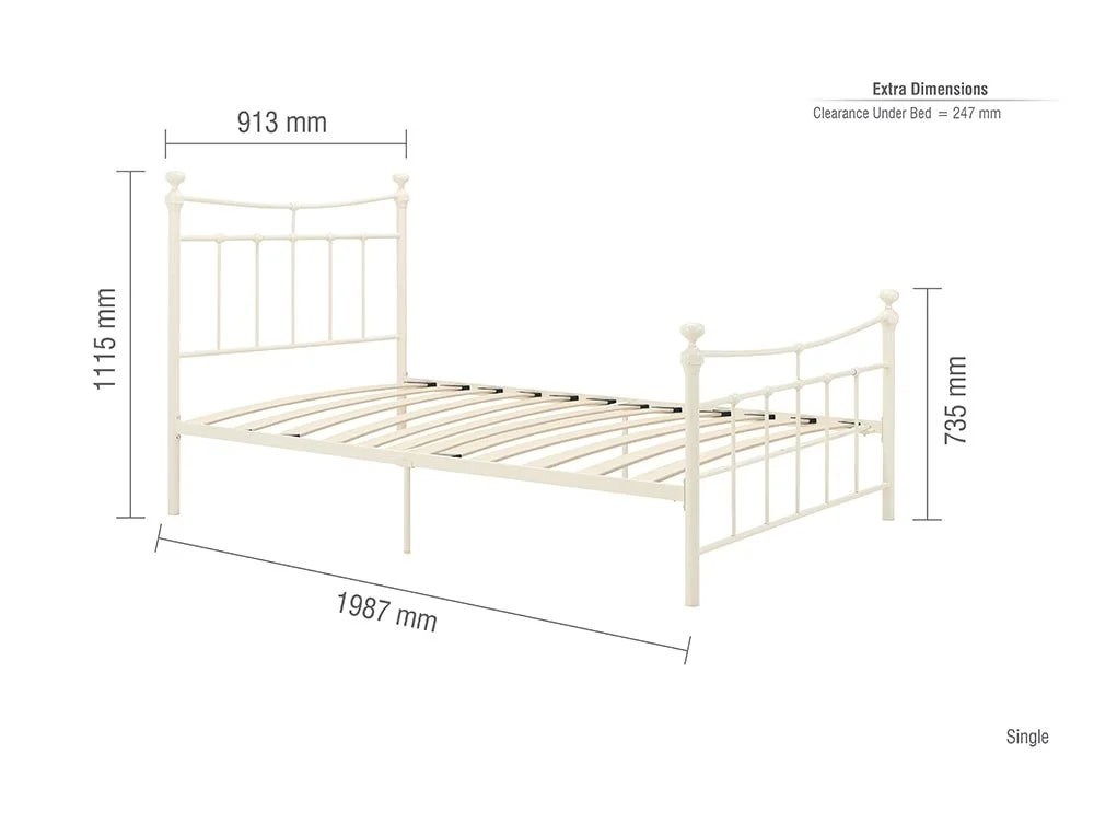 Birlea Birlea Emily Cream Metal Bed Frame