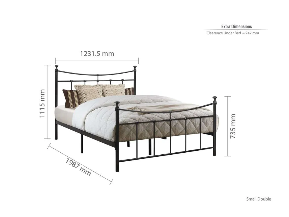 Birlea Furniture & Beds Birlea Emily 4ft Small Double Black Metal Bed Frame