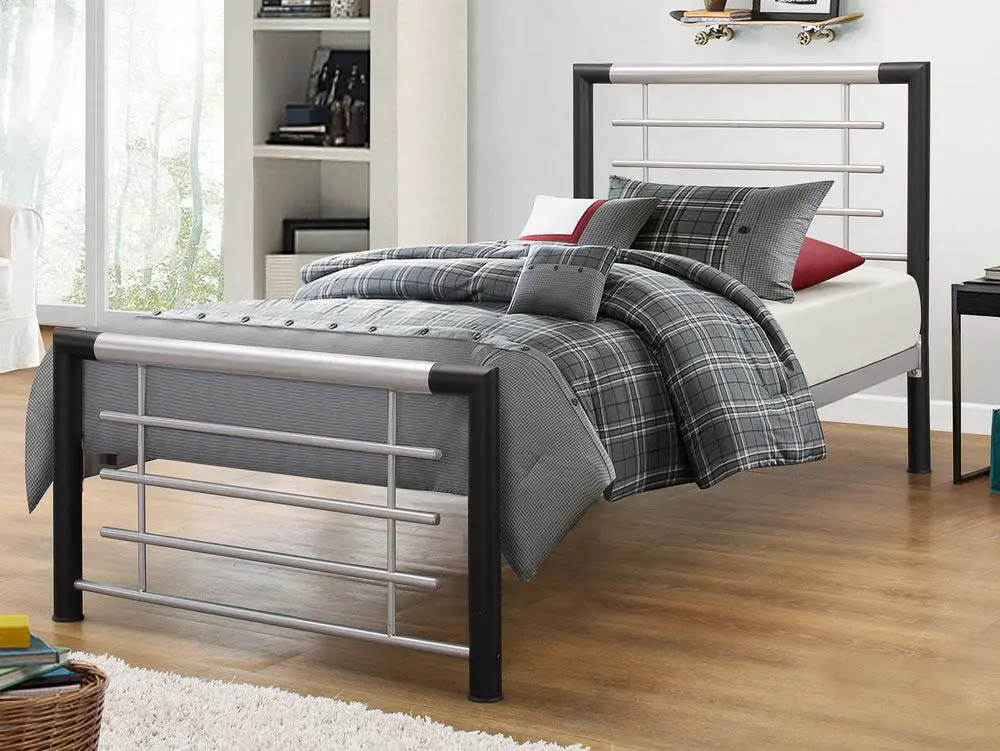 Birlea Furniture & Beds Birlea Faro 3ft Single Black and Silver Metal Bed Frame