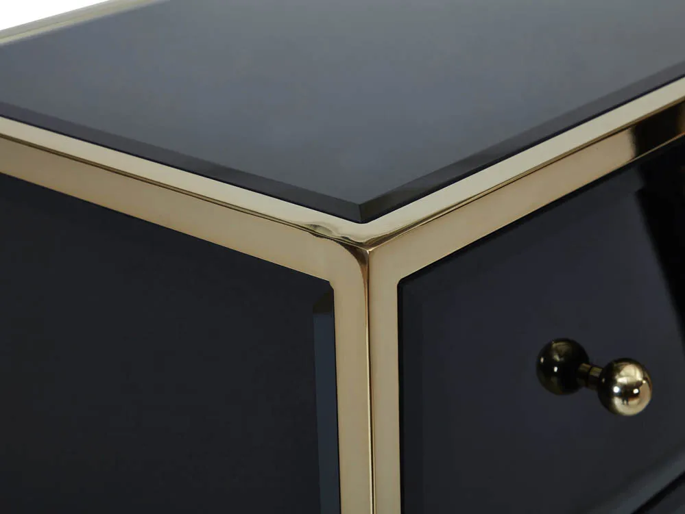Birlea Birlea Fenwick Black Glass and Gold Merchant 12 Drawer Chest of Drawers (Assembled)