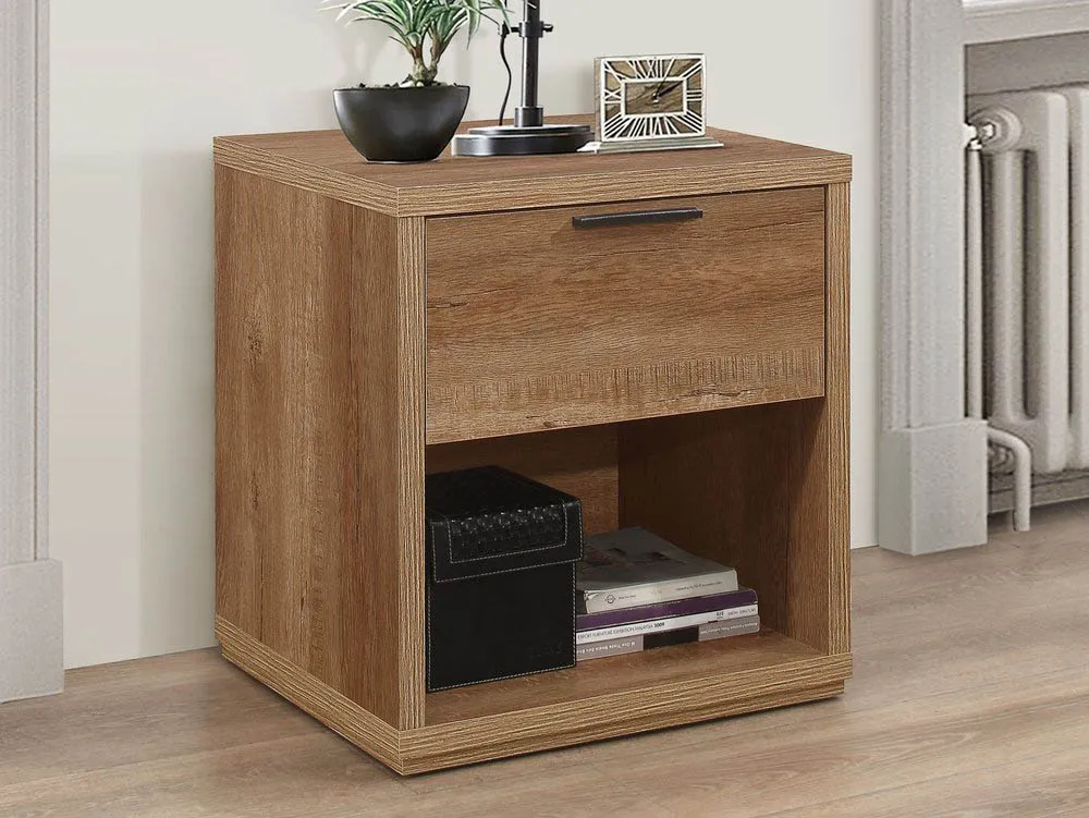 Birlea Birlea Stockwell Rustic Oak 1 Drawer Small Bedside Table
