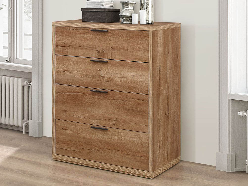 Birlea Birlea Stockwell Rustic Oak 4 Drawer Chest of Drawers (Flat Packed)