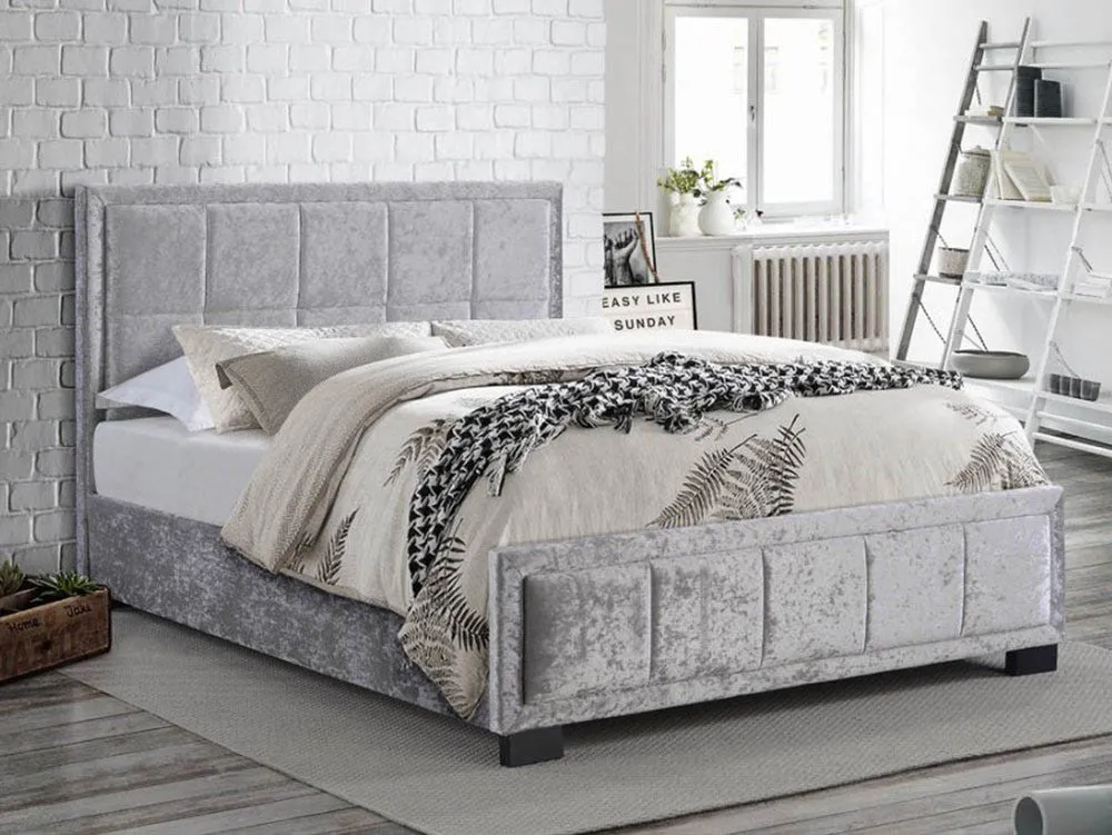 Birlea Birlea Hannover Steel Crushed Velvet Glitz Fabric Bed Frame